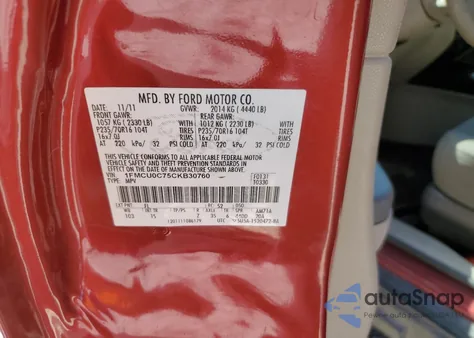 2012 Ford Escape Xls из США, поврежденный, VIN 1FMCU0C75CKB30760